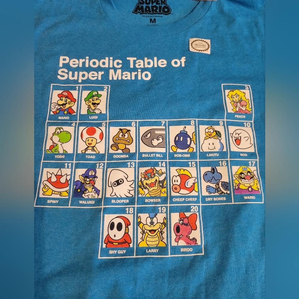 NWT Periodic Table if Super Mario Shirt, Size M
